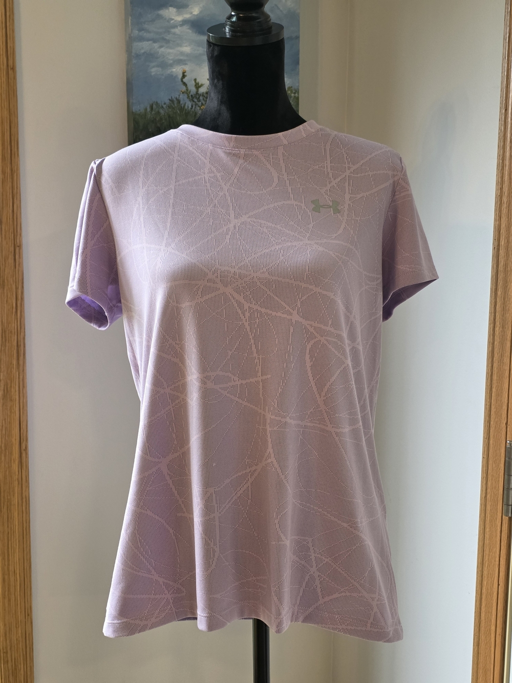 Under Armour Women's UA Tech Defense Jacquard Short Sleeve Shirt-Lavender-Large